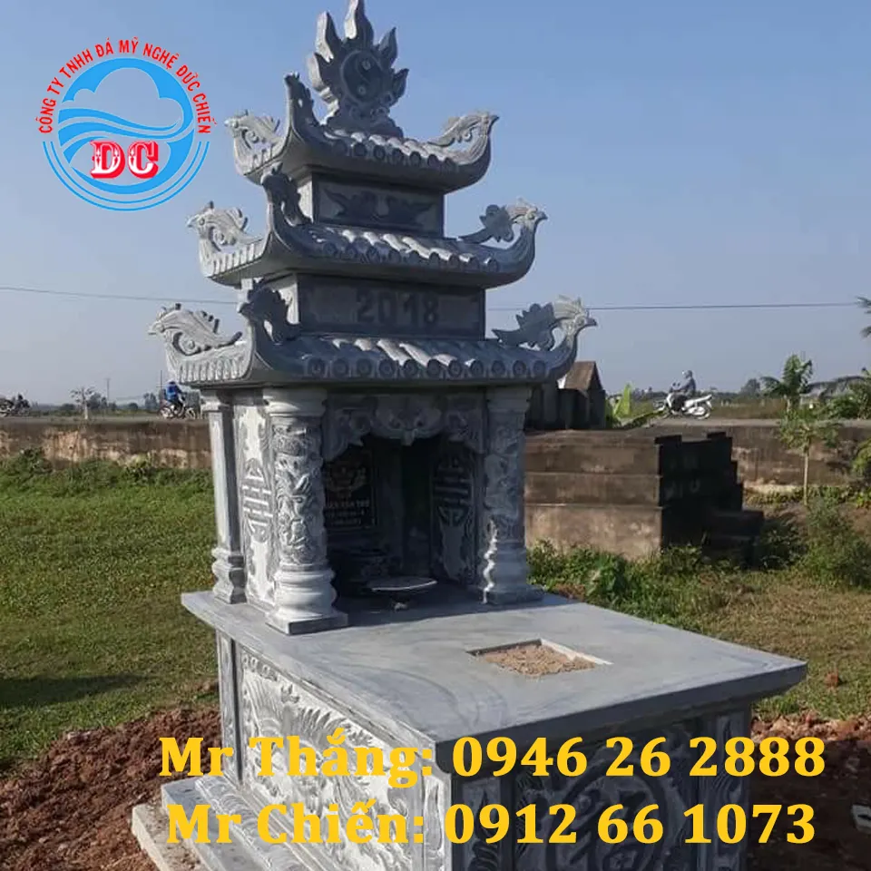 Mẫu mộ đá ba mái cao cấp LTĐC004 - Đá mỹ nghệ Đức Chiến