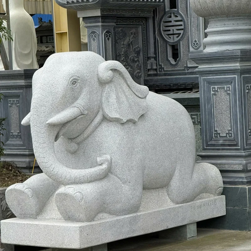 Tượng Voi Đá Granit Bình Định Đẹp – Tượng Voi Đá Mỹ Nghệ Đức Chiến