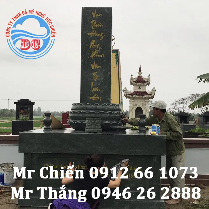 Mẫu mộ đá xanh rêu mã MDXR02