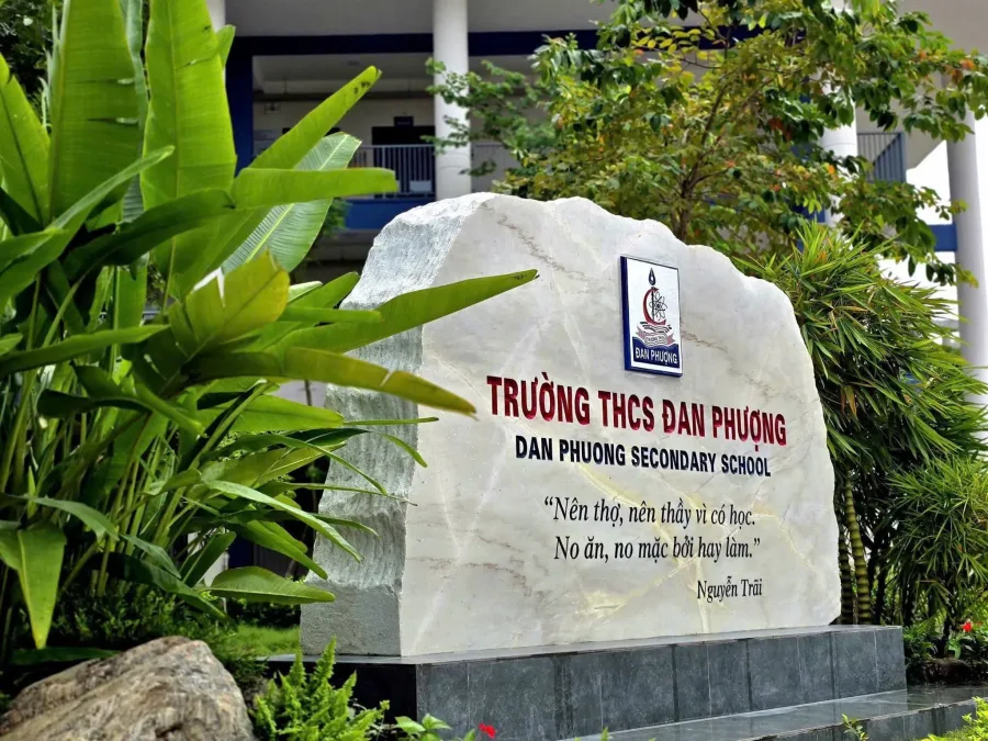 Bia Đá Trường THCS Đan Phượng do Đá Mỹ Nghệ Đức Chiến thực hiện